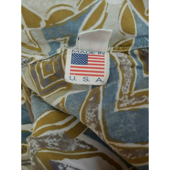 Maus Hoffman Mens Silk Shirt Medium Short Sleeve Button Front Multicolor Print - Picture 7 of 7